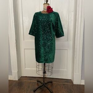 Vibrant Green Sequin Sheath Dress